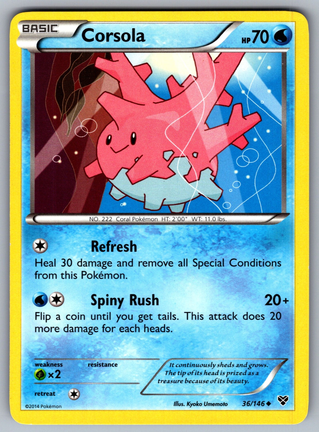 Corsola Uncommon XY Base Set 36/146 LP 2014