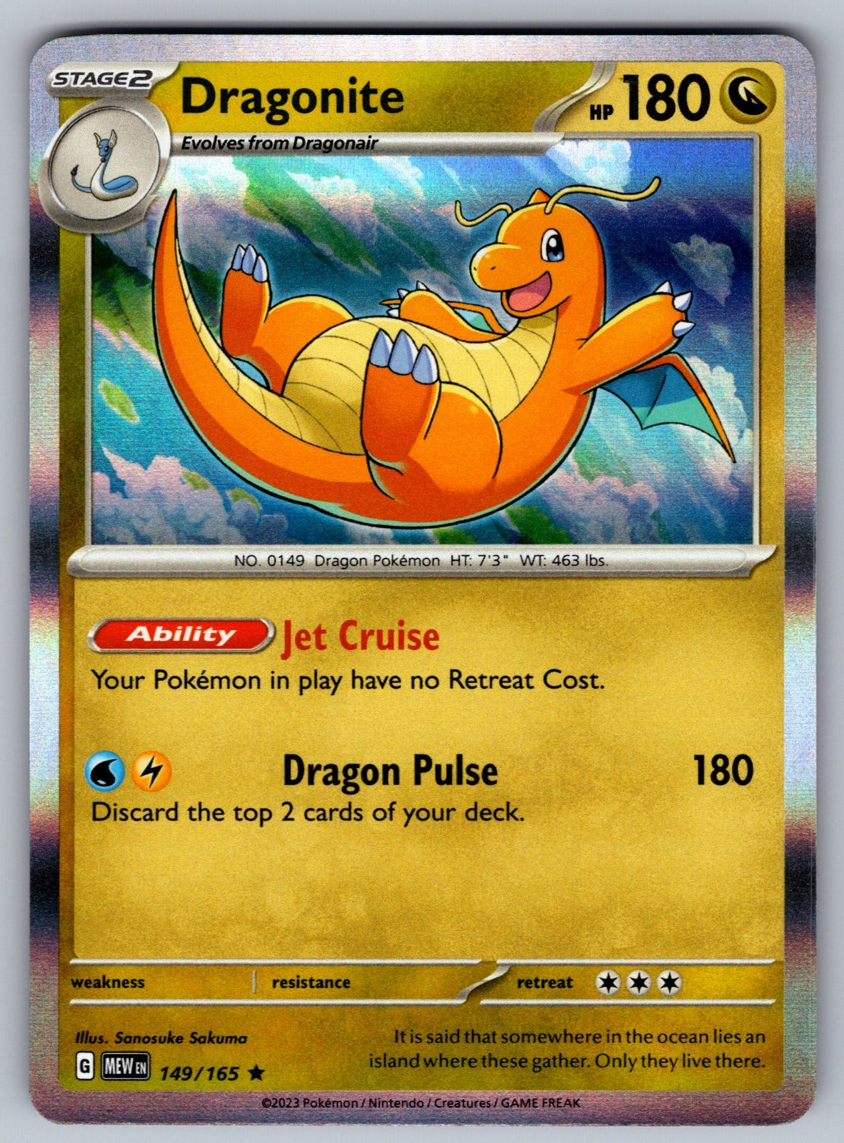 Dragonite Holo Rare SV: Scarlet & Violet 151 149/165 NM 2023