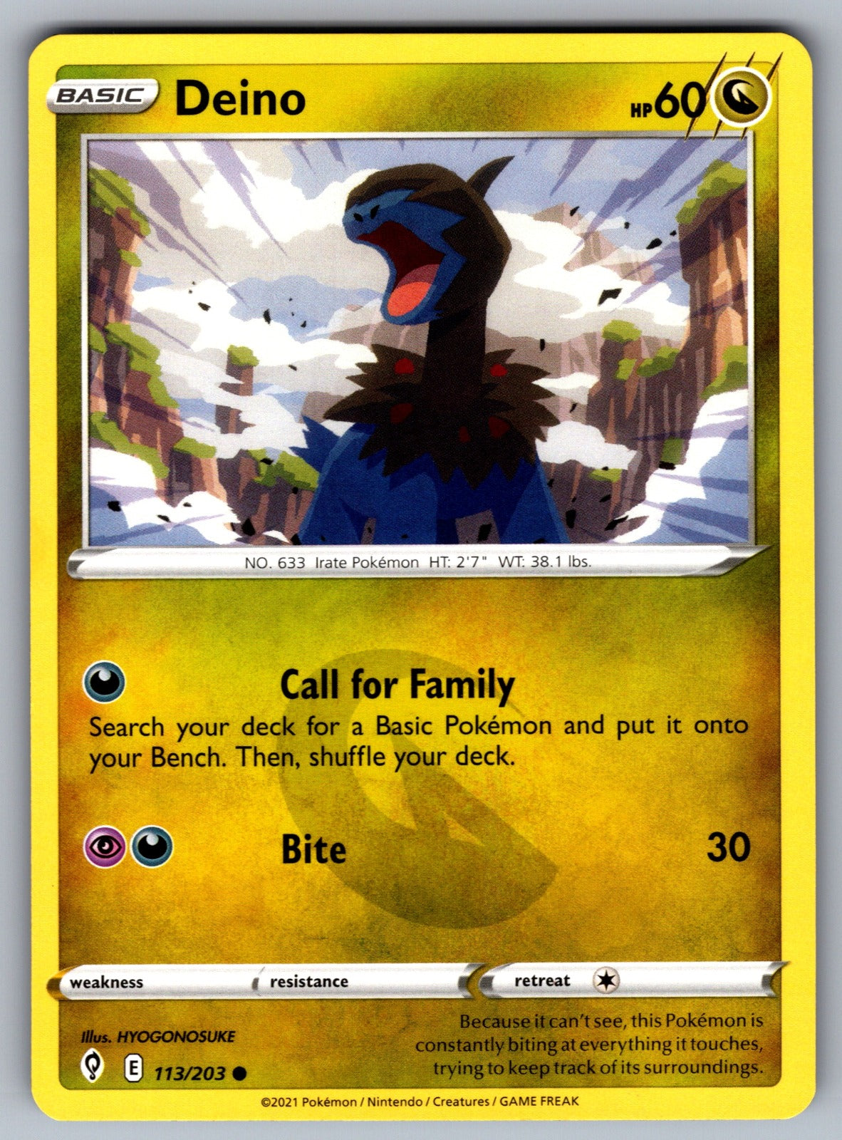 Deino Common SWSH07: Evolving Skies 113/203 NM 2021