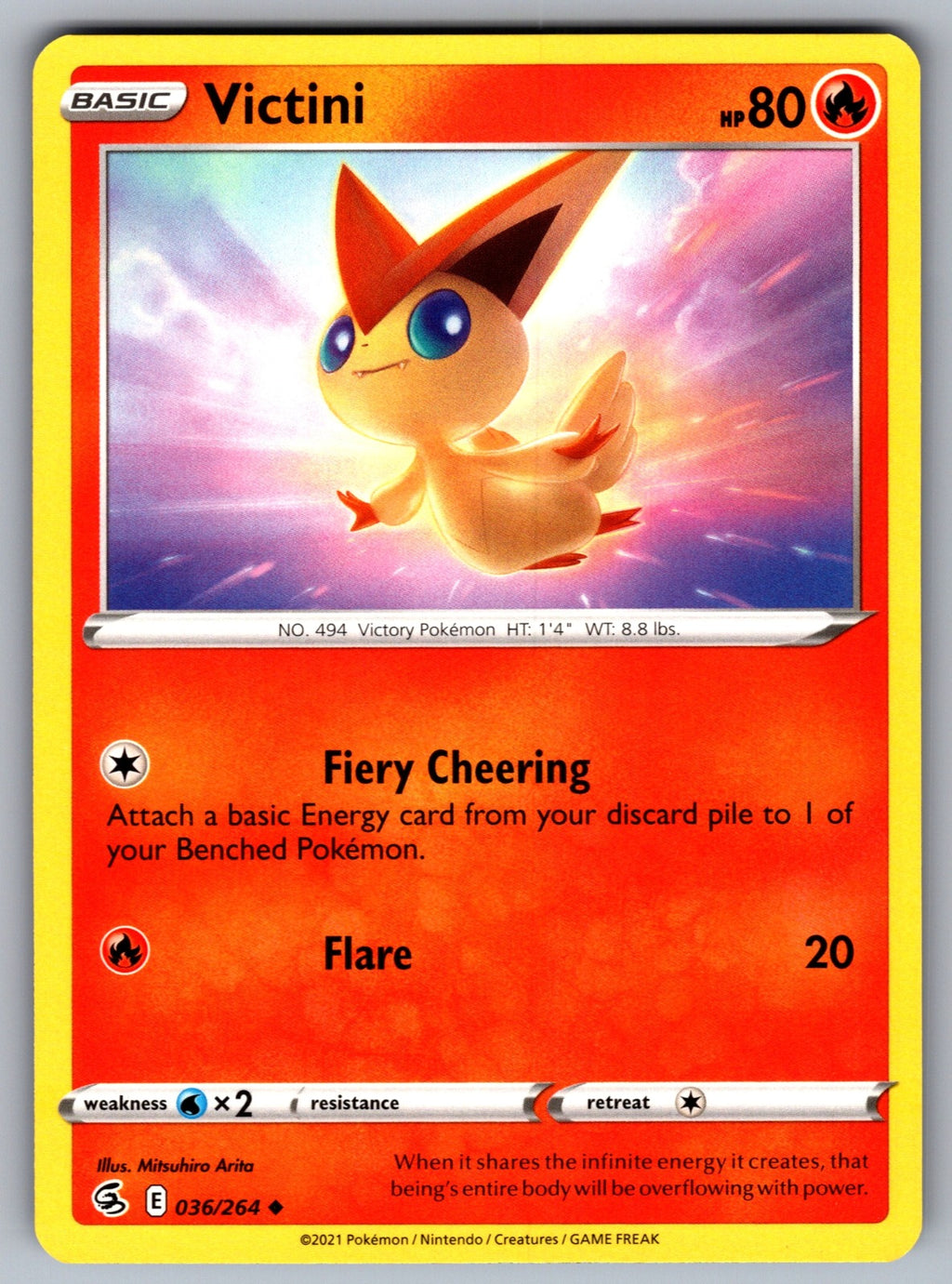 Victini Uncommon SWSH08: Fusion Strike 036/264 NM 2021