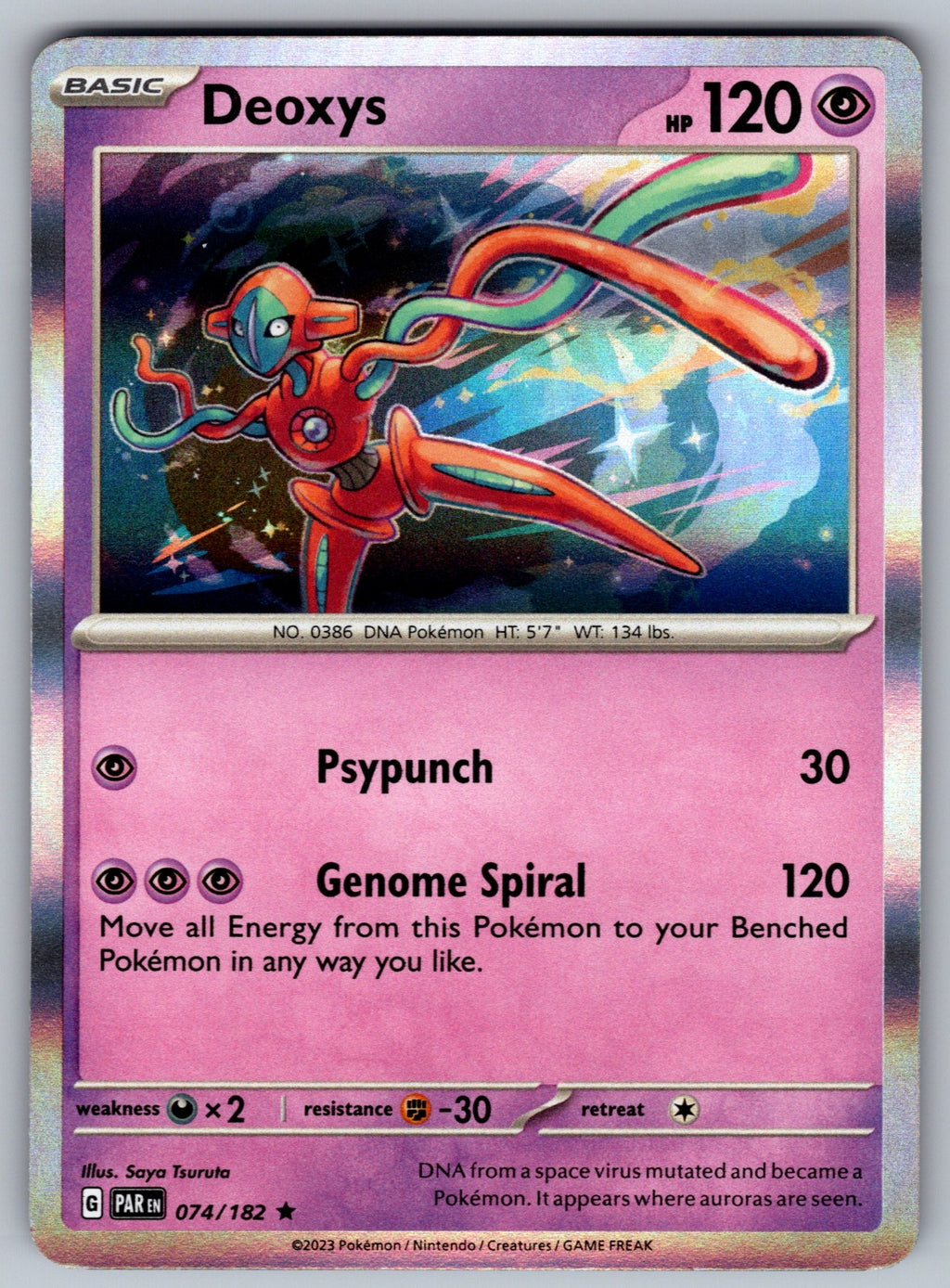 Deoxys Holo Rare SV04: Paradox Rift 074/182 NM 2023