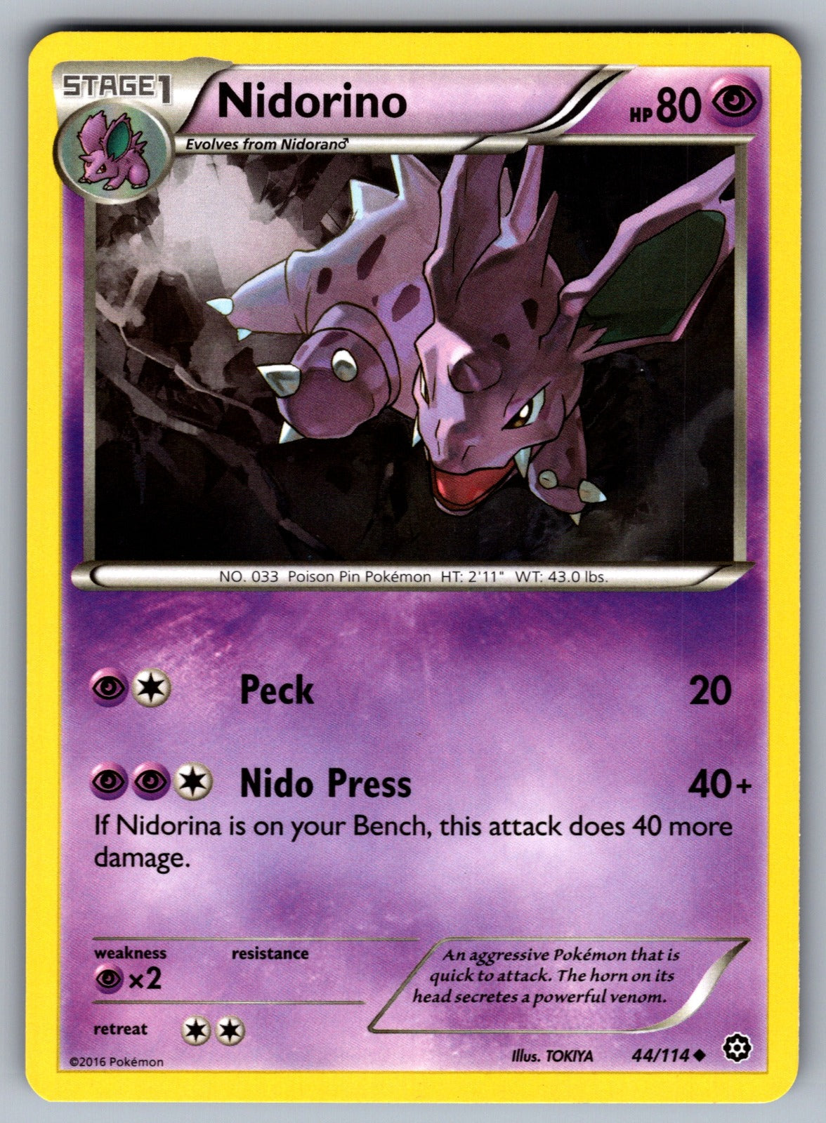 Nidorino Uncommon XY - Steam Siege 44/114 LP 2016