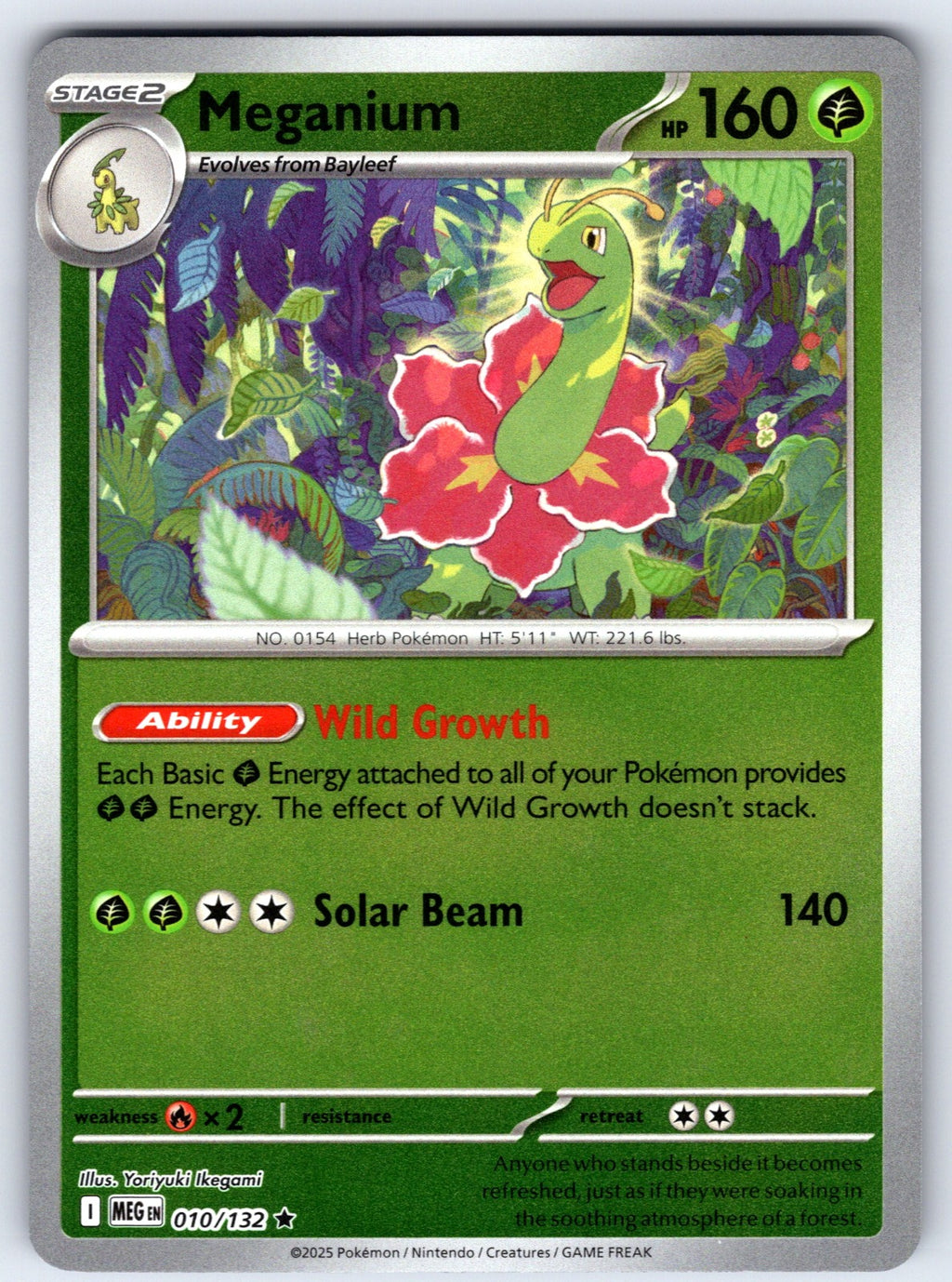 Meganium Reverse Holo Rare ME01: Mega Evolution 010/132 NM 2025