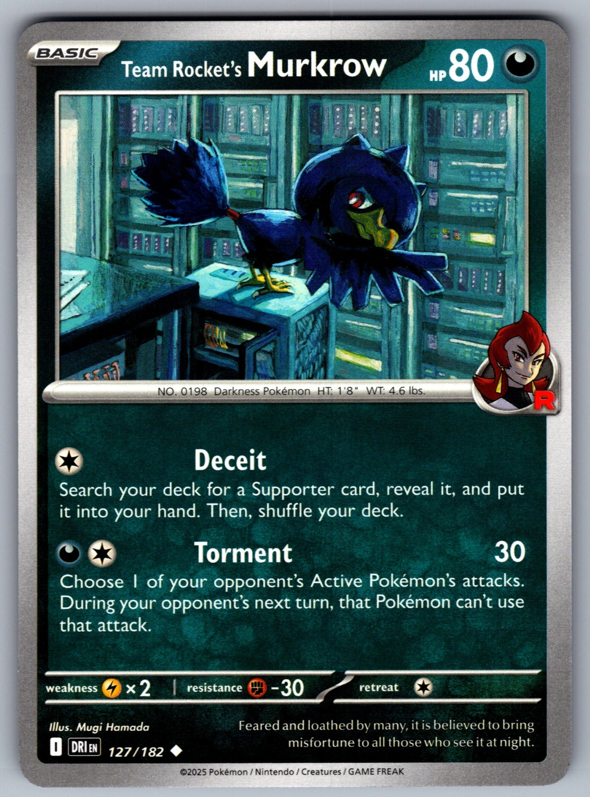 Team Rocket's Murkrow Uncommon SV10: Destined Rivals 127/182 NM 2025
