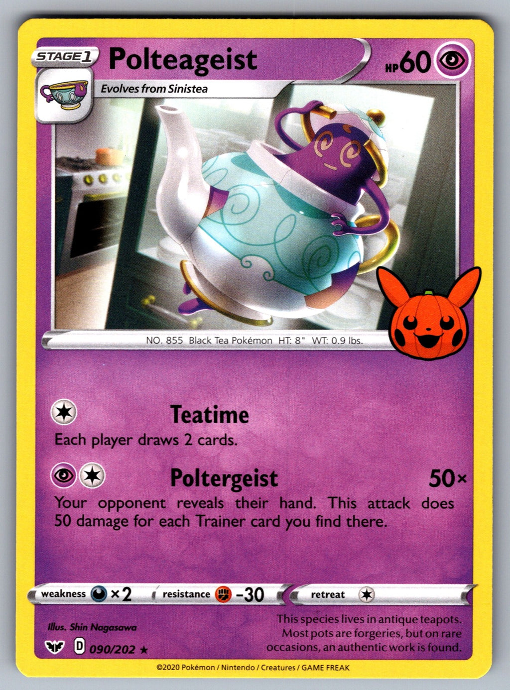 Polteageist Rare SWSH01: Sword & Shield Base Set 090/202 NM 2020