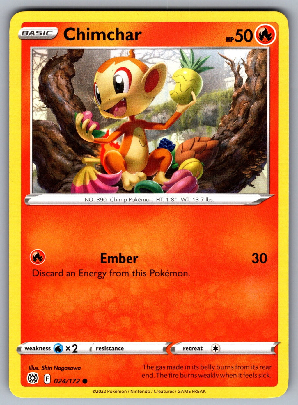 Chimchar Common SWSH09: Brilliant Stars 024/172 NM 2022