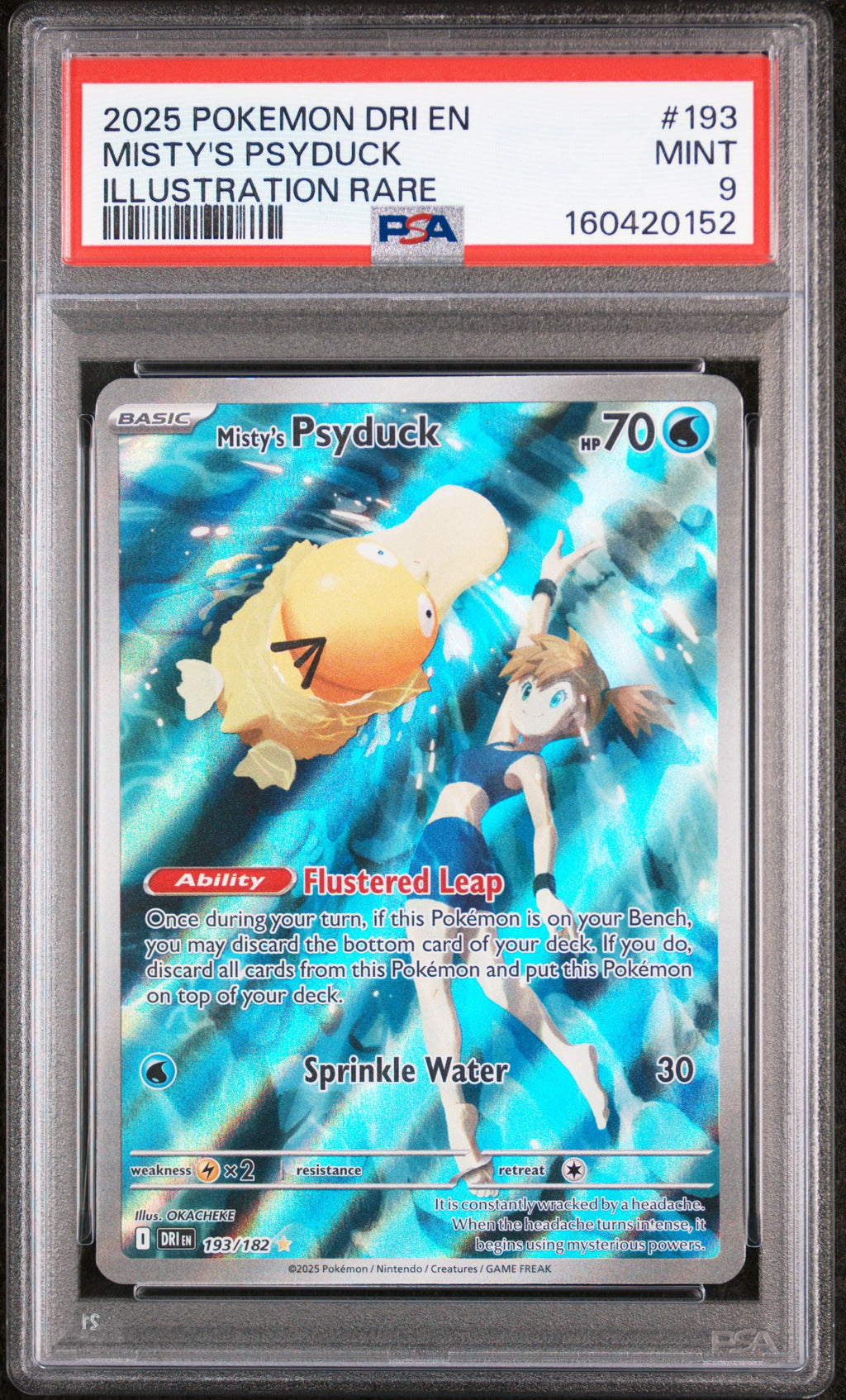 2025 POKEMON DRI EN-DESTINED RIVALS #193 MISTY'S PSYDUCK ILLUSTRATION RARE PSA 9