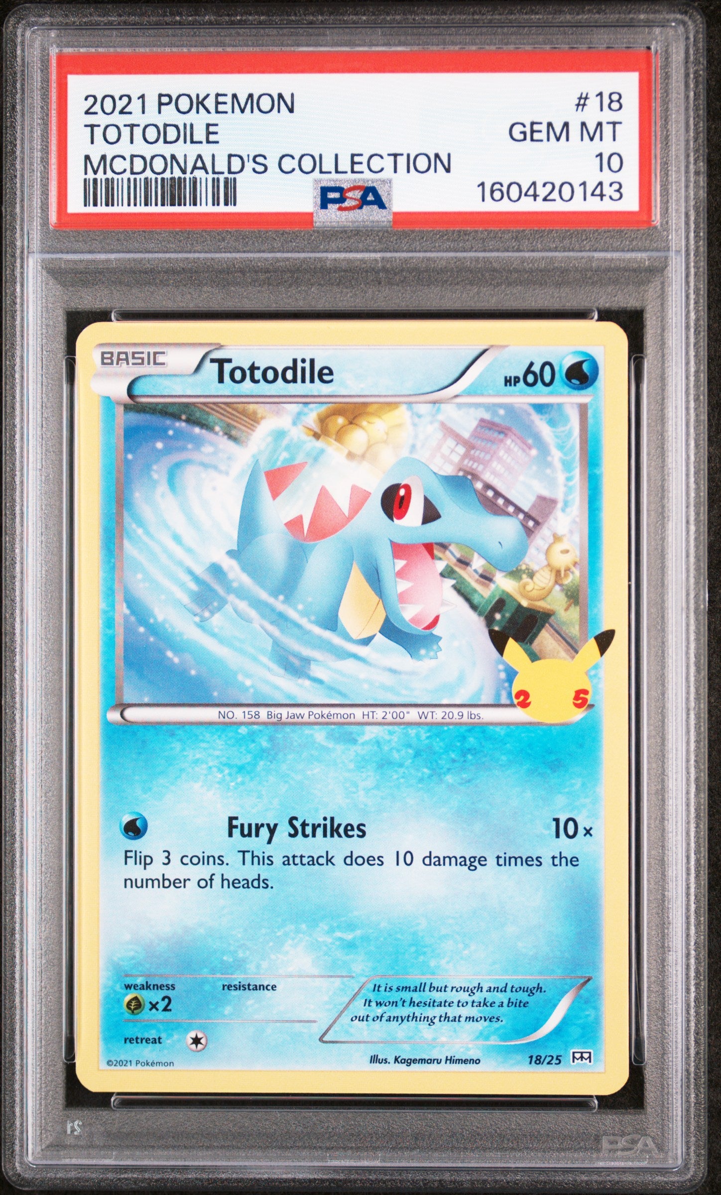 2021 POKEMON MCDONALD'S COLLECTION #18 TOTODILE MCDONALD'S COLLECTION PSA 10