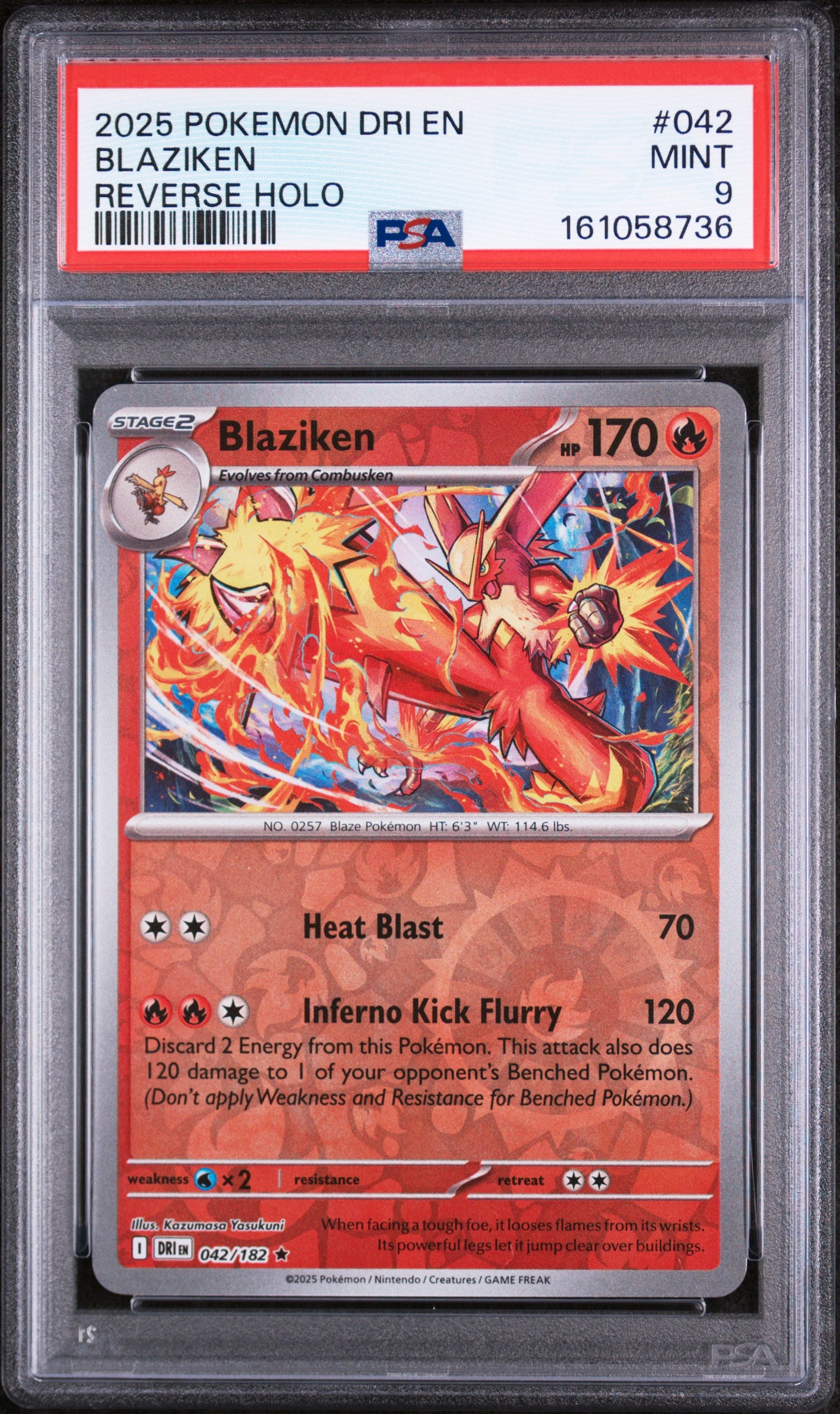 2025 POKEMON DRI EN-DESTINED RIVALS #042 BLAZIKEN REVERSE HOLO PSA 10