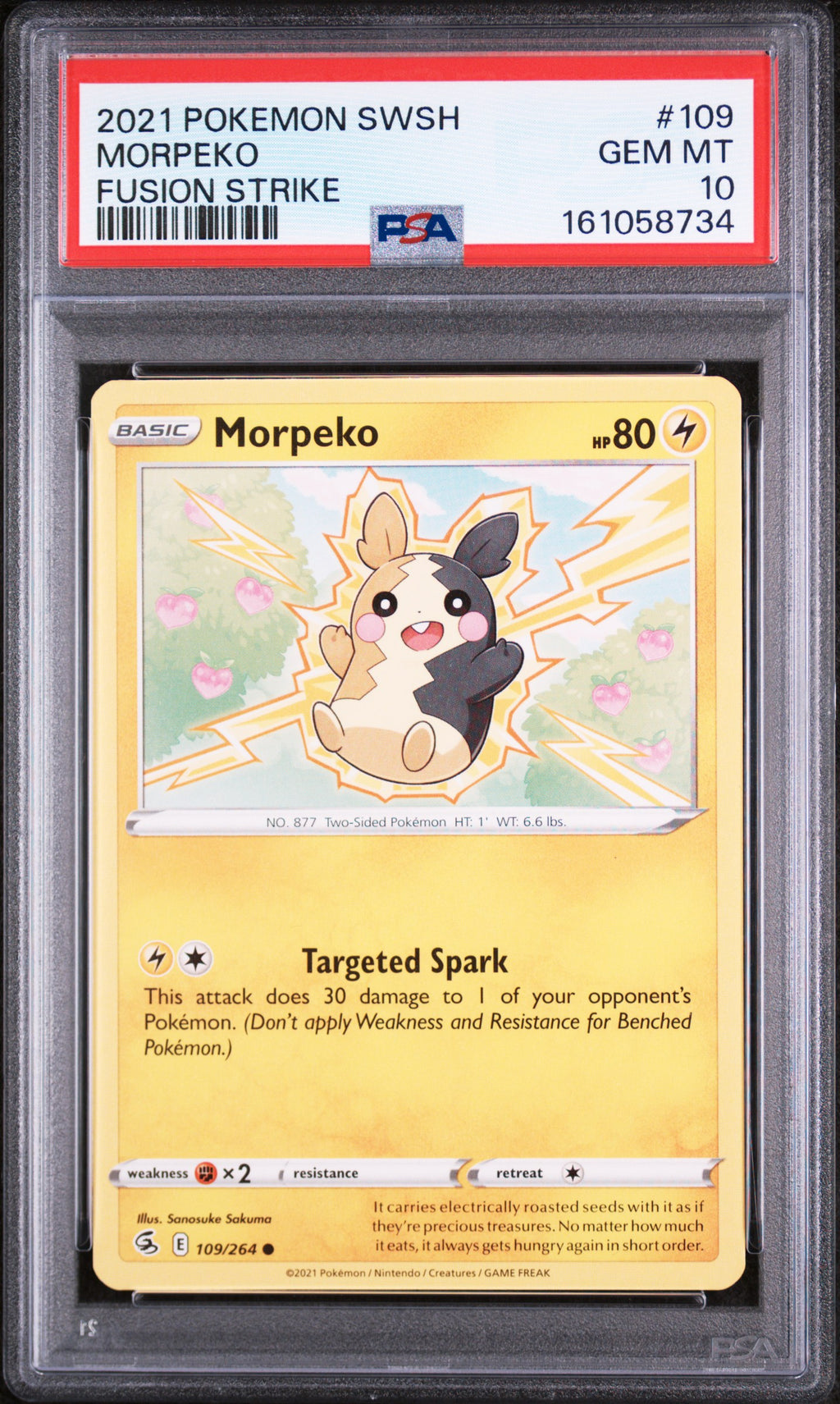 2021 POKEMON SWORD & SHIELD FUSION STRIKE #109 MORPEKO FUSION STRIKE PSA 10