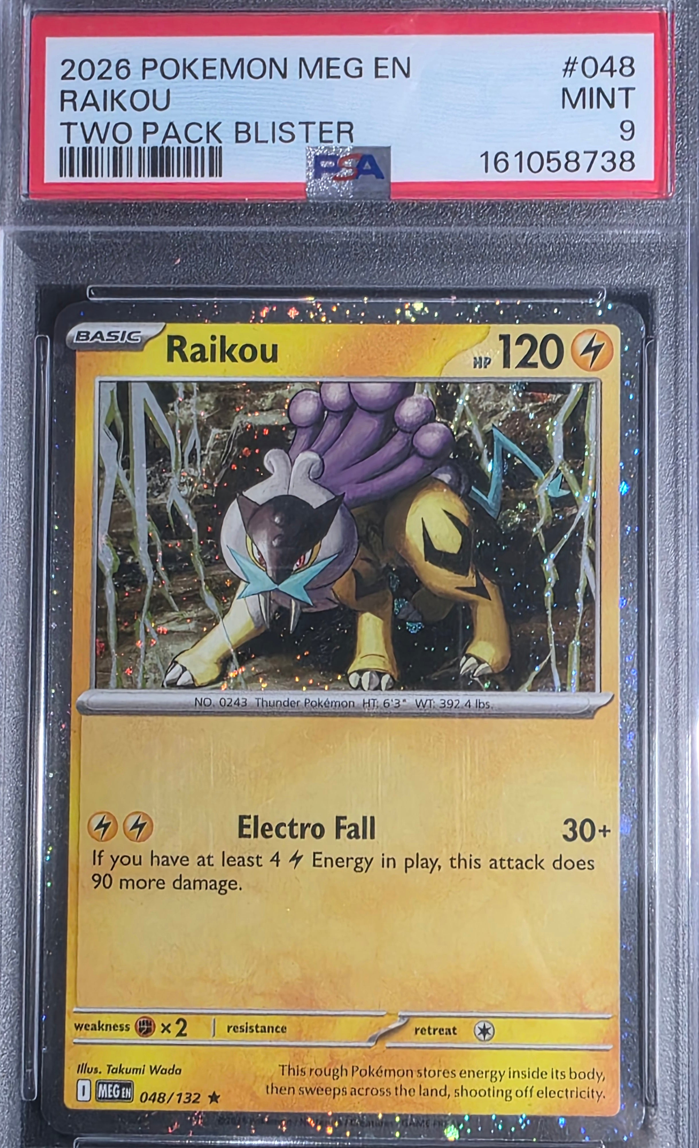 2026 POKEMON MEG EN-MEGA EVOLUTION #048 RAIKOU TWO PACK BLISTER PSA 9