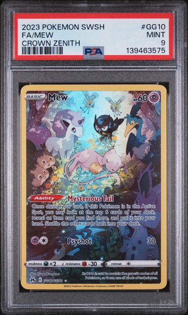 2023 POKEMON SWORD AND SHIELD CROWN ZENITH #GG10 FA/MEW CROWN ZENITH PSA 9