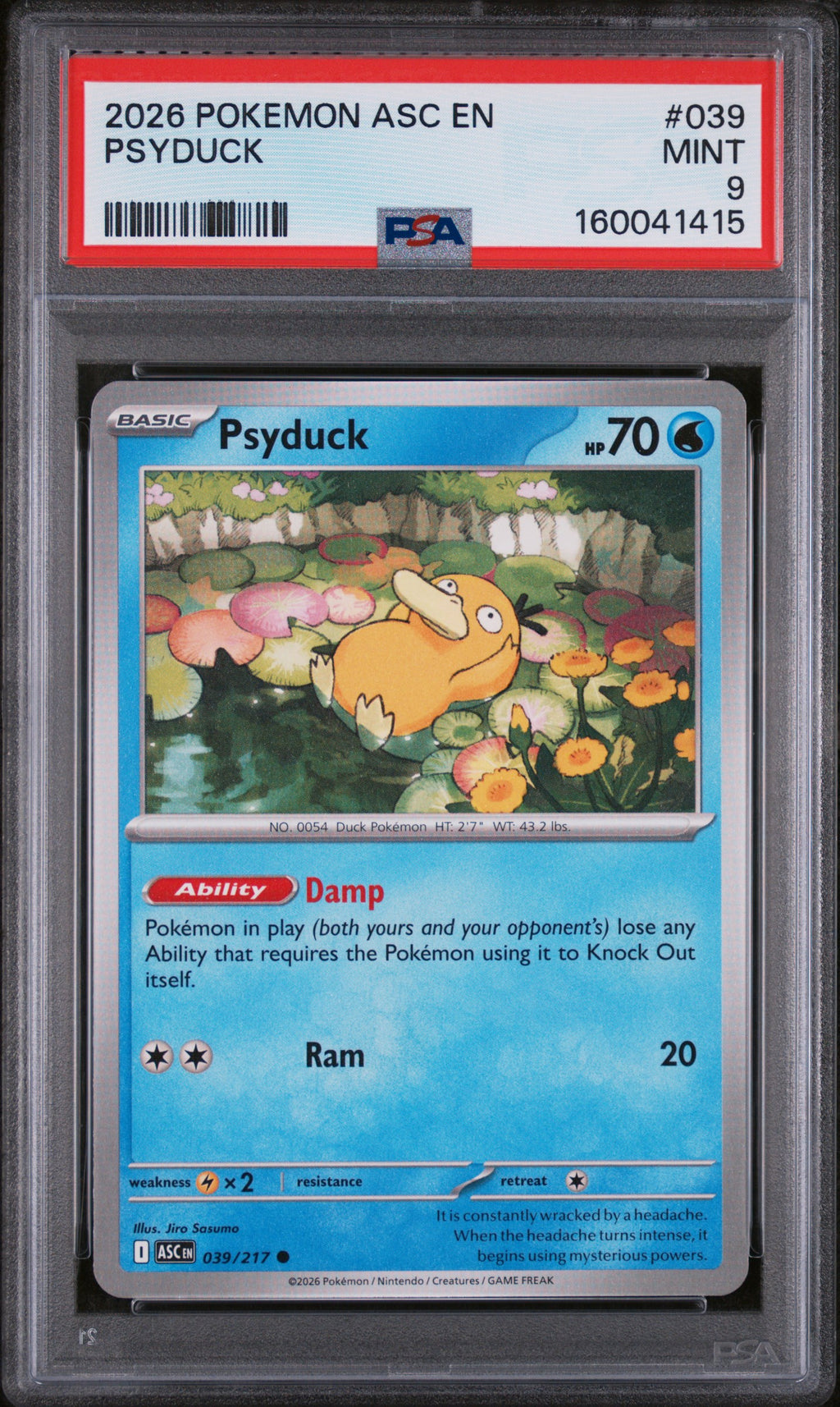 2026 POKEMON ASC EN-ASCENDED HEROES #039 PSYDUCK PSA 9