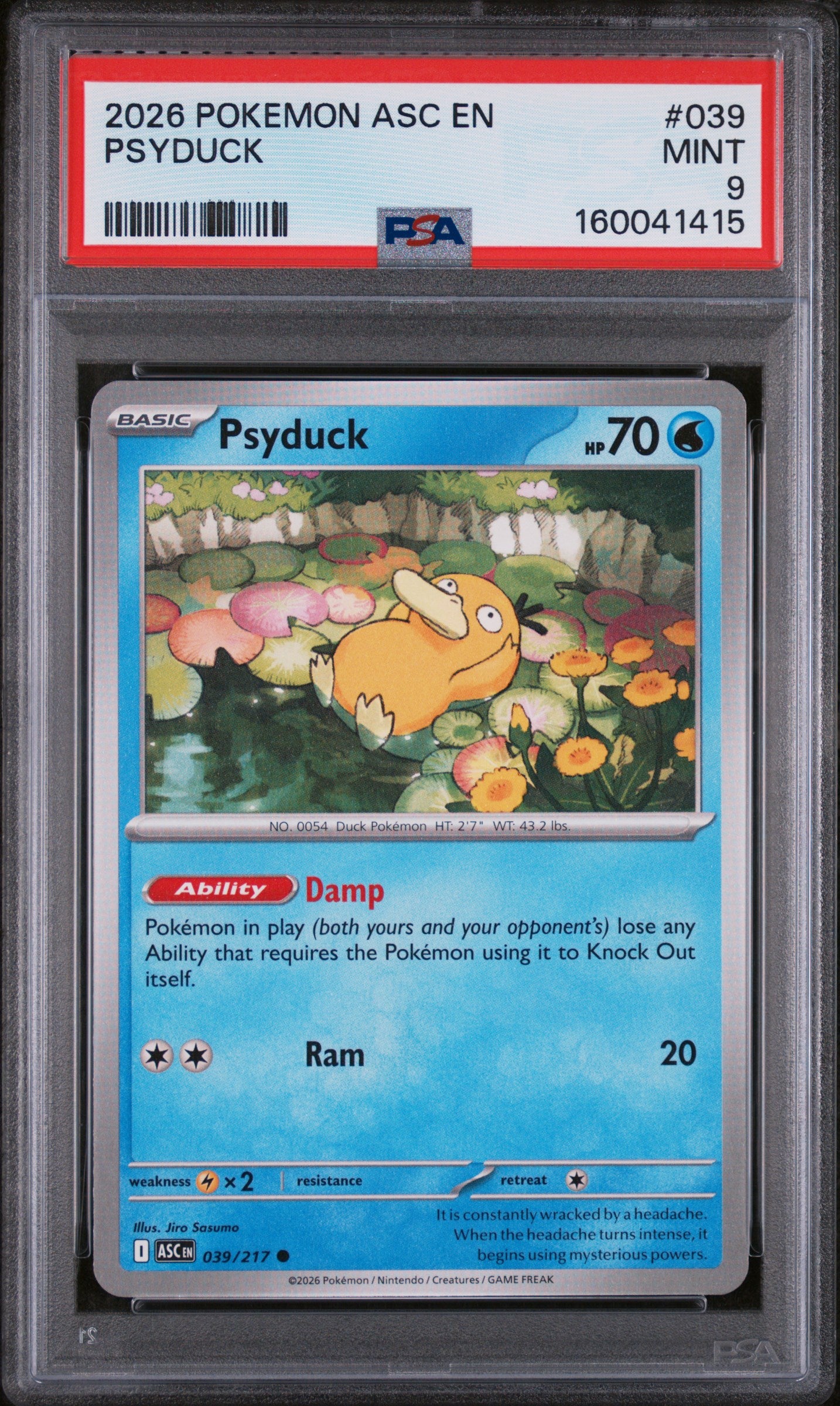 2026 POKEMON ASC EN-ASCENDED HEROES #039 PSYDUCK PSA 9