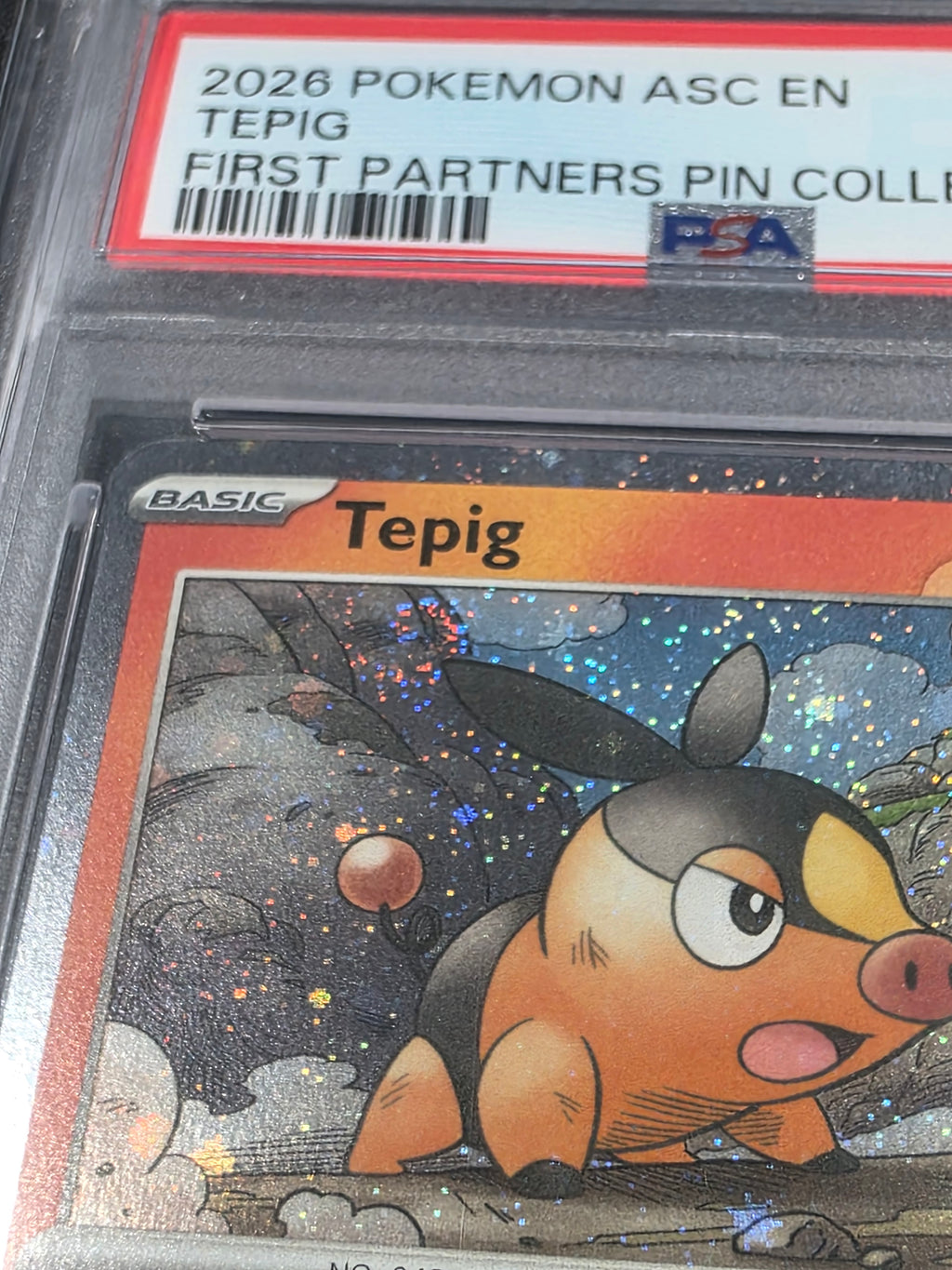 2026 POKEMON ASC EN-ASCENDED HEROES #029 TEPIG FIRST PARTNERS PIN COLLECTION PSA 8 SWIRL
