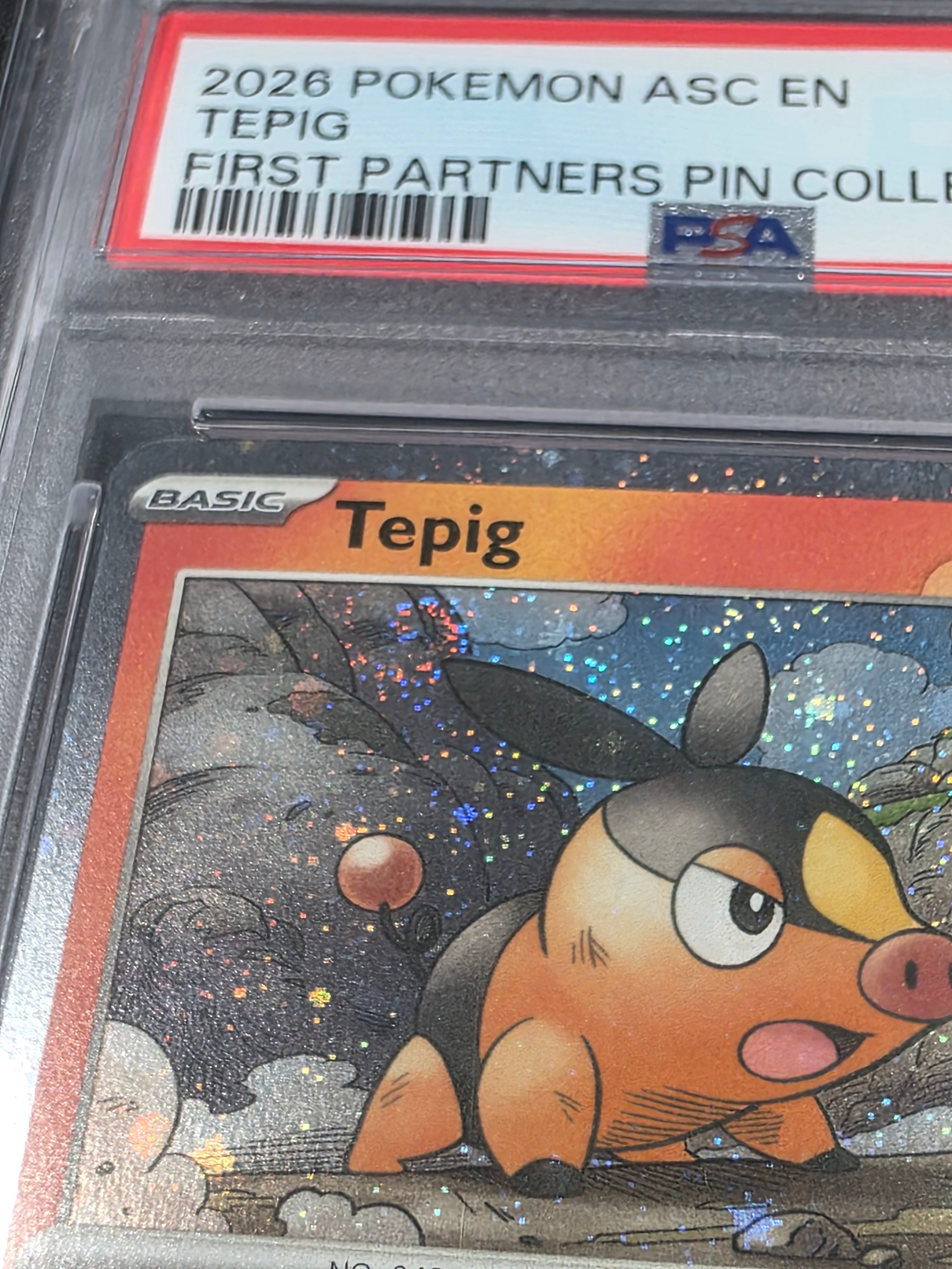 2026 POKEMON ASC EN-ASCENDED HEROES #029 TEPIG FIRST PARTNERS PIN COLLECTION PSA 8 SWIRL