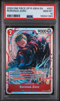 2026 ONE PIECE OP15-EB04-ADVENTURE ON KAMI'S ISLAND #007 RORONOA ZORO PSA 10