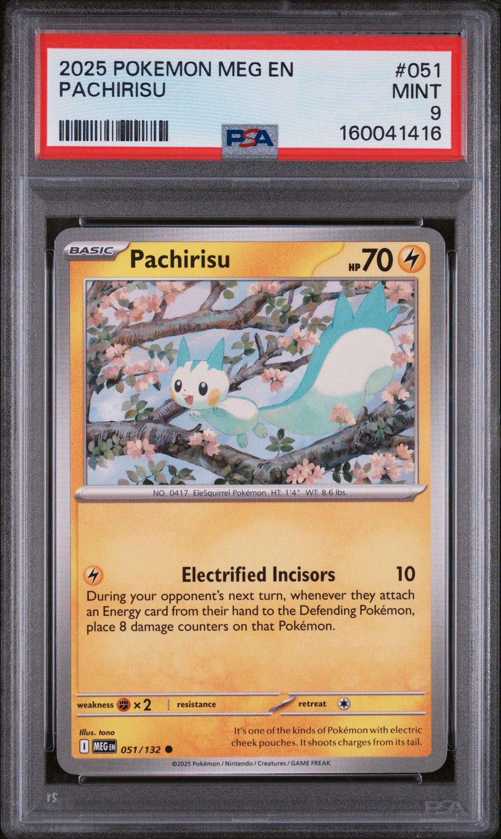 2025 POKEMON MEG EN-MEGA EVOLUTION #051 PACHIRISU PSA 9