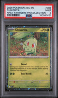 2026 POKEMON ASC EN-ASCENDED HEROES #008 CHIKORITA FIRST PARTNERS PIN COLLECTION PSA 9