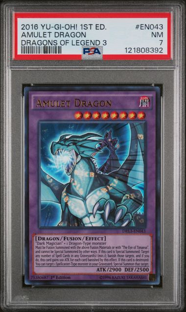 2016 YU-GI-OH! DRAGONS OF LEGEND 3 #EN043 AMULET DRAGON DRAGONS OF LEGEND 3 PSA 7
