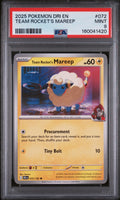 2025 POKEMON DRI EN-DESTINED RIVALS #072 TEAM ROCKET'S MAREEP PSA 9