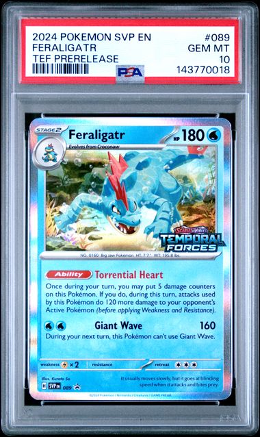2024 POKEMON SVP EN-SV BLACK STAR PROMO #089 FERALIGATR TEF PRERELEASE PSA 10