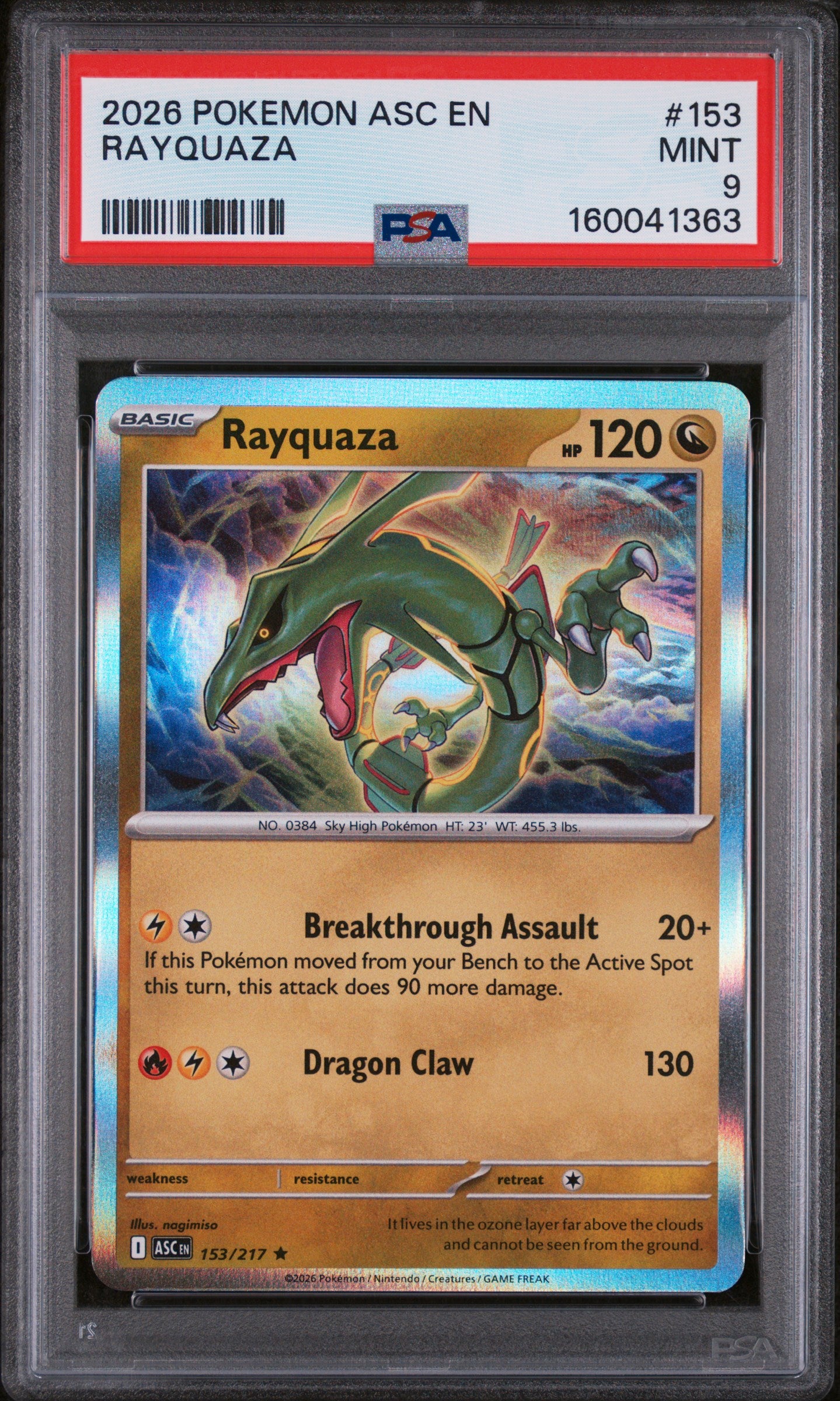 2026 POKEMON ASC EN-ASCENDED HEROES #153 RAYQUAZA PSA 9