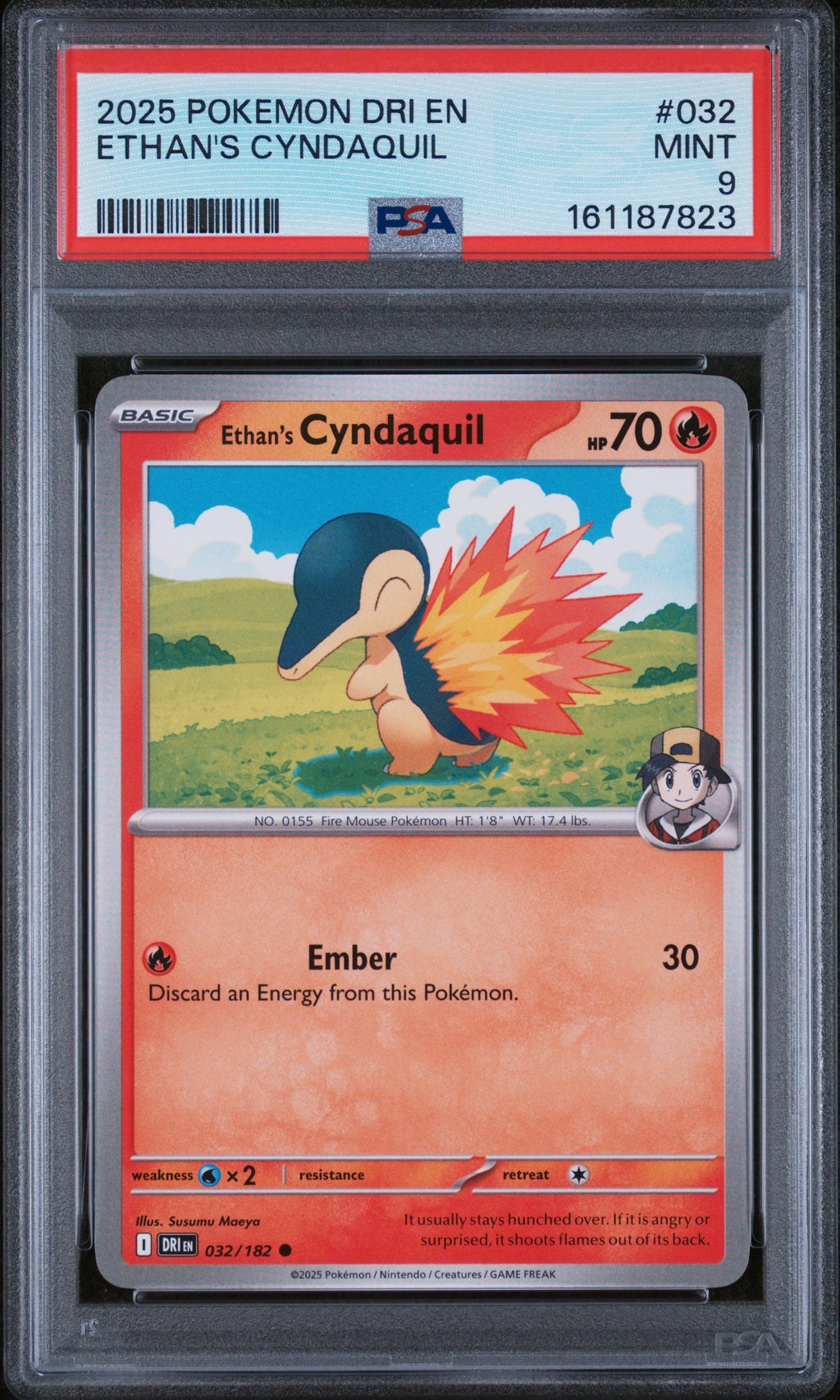 2025 POKEMON DRI EN-DESTINED RIVALS #032 ETHAN'S CYNDAQUIL PSA 9