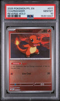 2025 POKEMON PFL EN-PHANTASMAL FLAMES #011 CHARMANDER REVERSE HOLO PSA 10