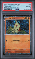 2023 POKEMON PAL EN-PALDEA EVOLVED #110 LARVITAR TRIPLE WHAMMY TIN PSA 8 SWIRL