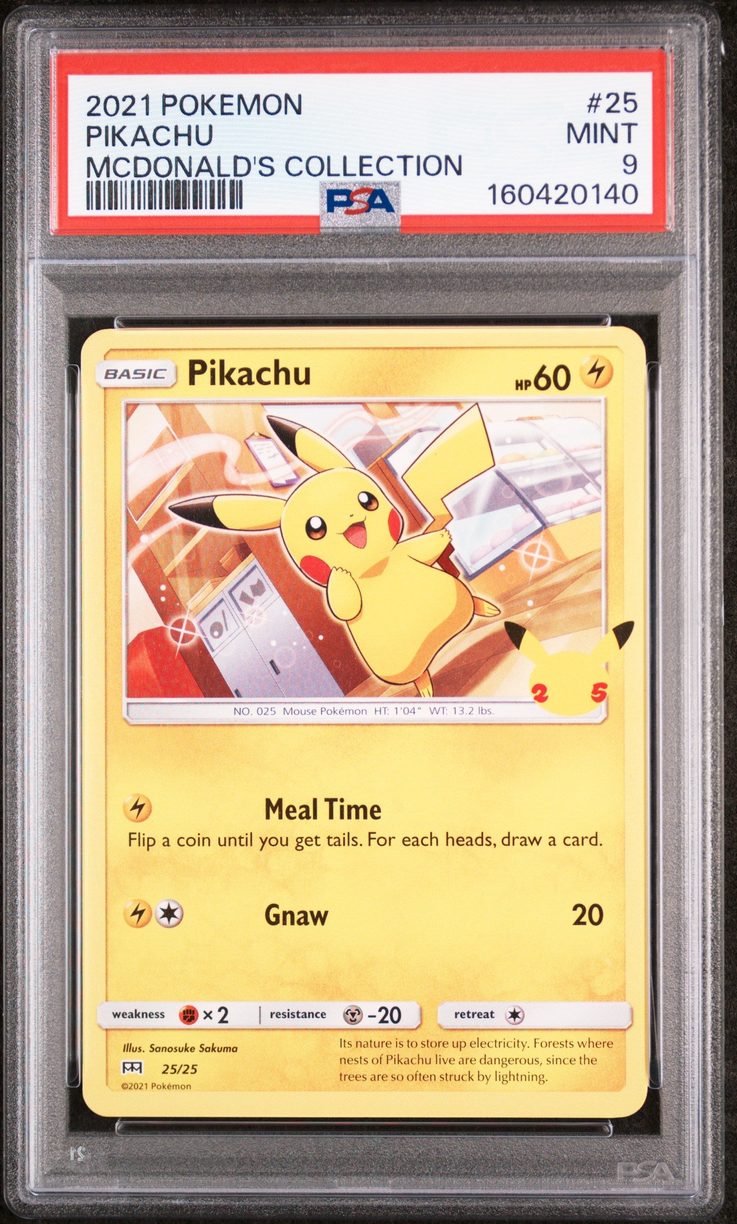 2021 POKEMON MCDONALD'S COLLECTION #25 PIKACHU MCDONALD'S COLLECTION PSA 9