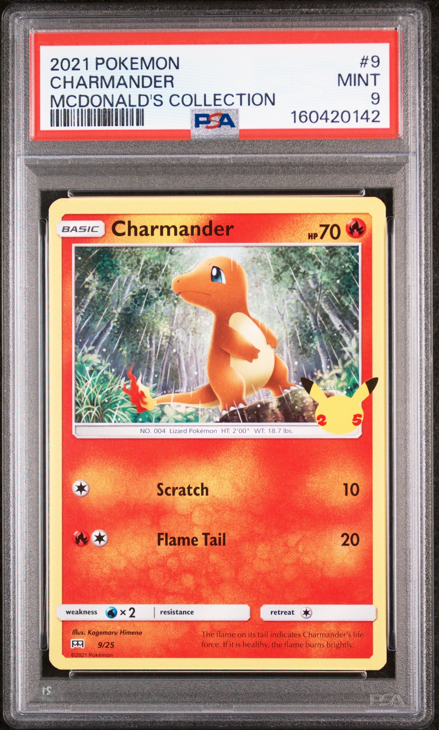 2021 POKEMON MCDONALD'S COLLECTION #9 CHARMANDER MCDONALD'S COLLECTION PSA 9