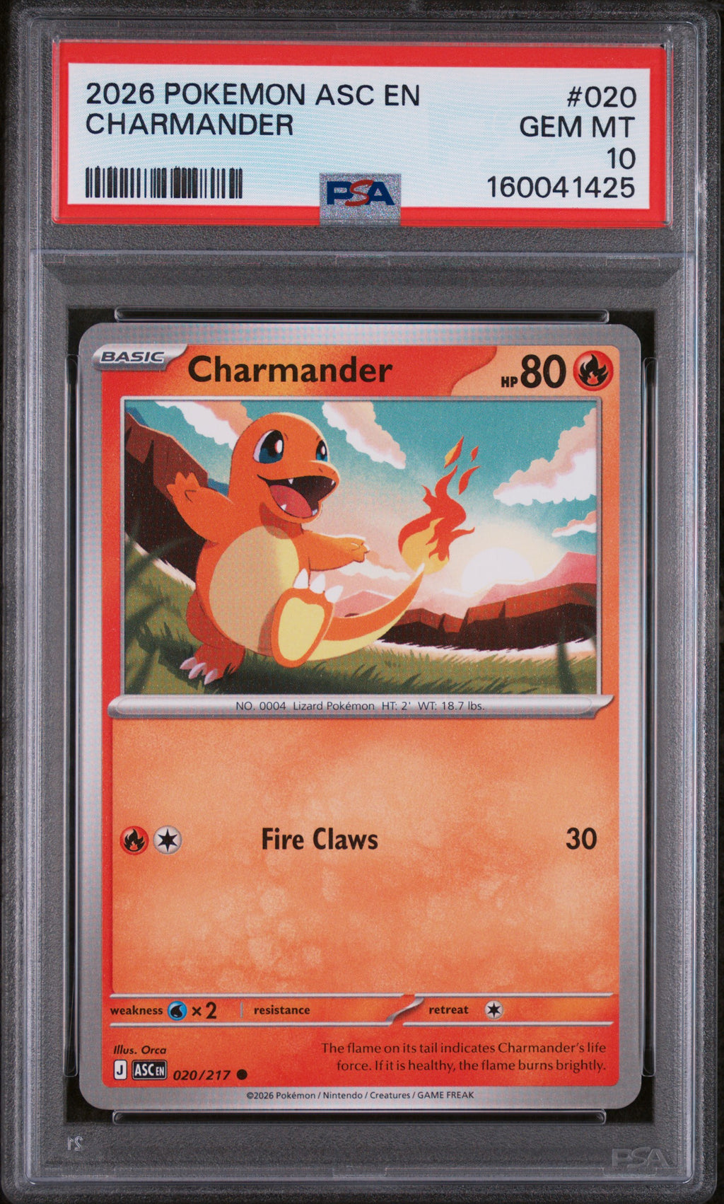 2026 POKEMON ASC EN-ASCENDED HEROES #020 CHARMANDER PSA 10