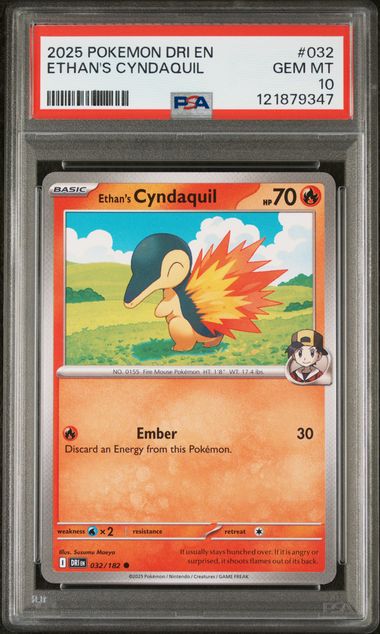 2025 POKEMON DRI EN-DESTINED RIVALS #032 ETHAN'S CYNDAQUIL PSA 10