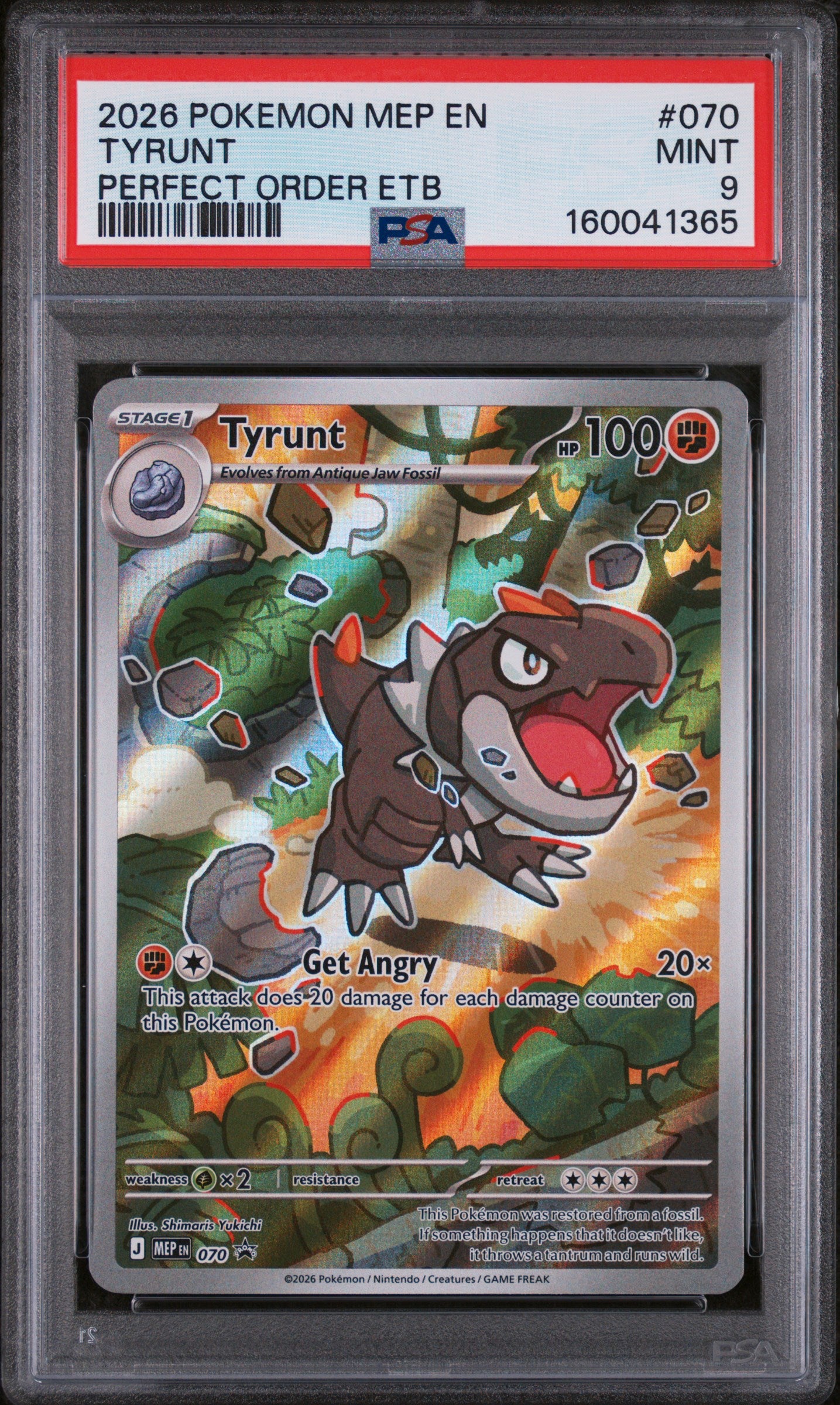 2026 POKEMON MEP EN-ME BLACK STAR PROMO #070 TYRUNT PERFECT ORDER ETB PSA 9