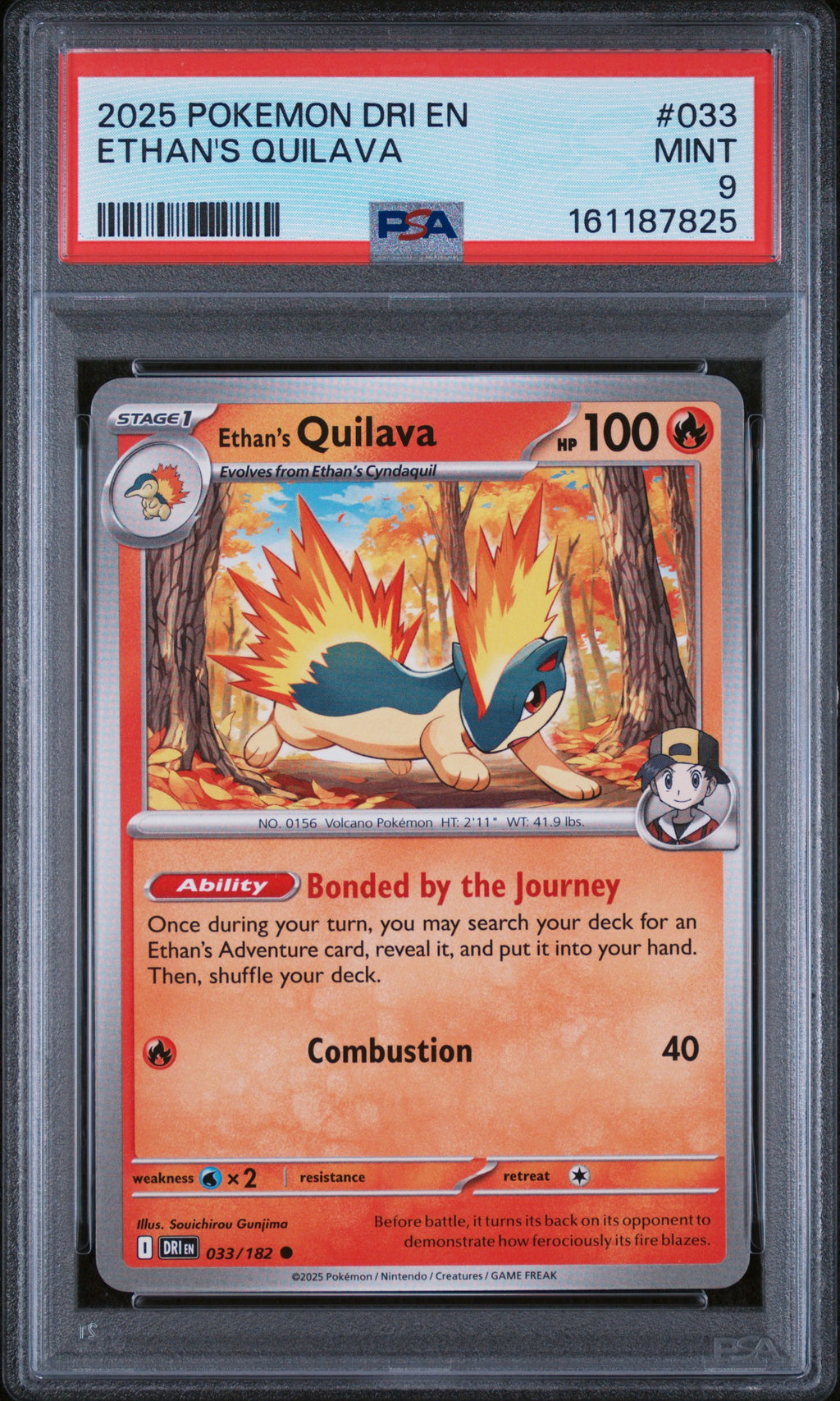 2025 POKEMON DRI EN-DESTINED RIVALS #033 ETHAN'S QUILAVA PSA 9
