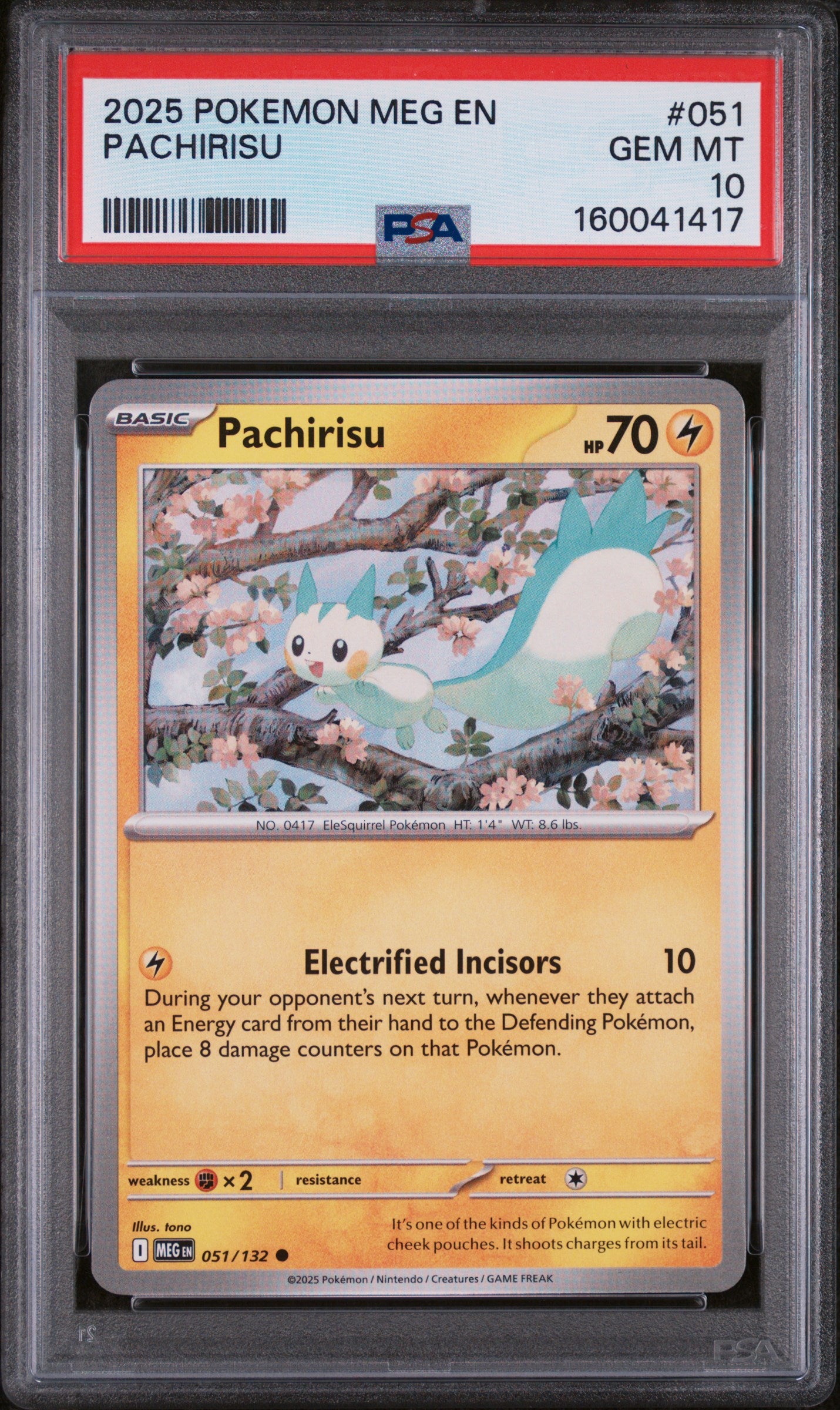 2025 POKEMON MEG EN-MEGA EVOLUTION #051 PACHIRISU PSA 10