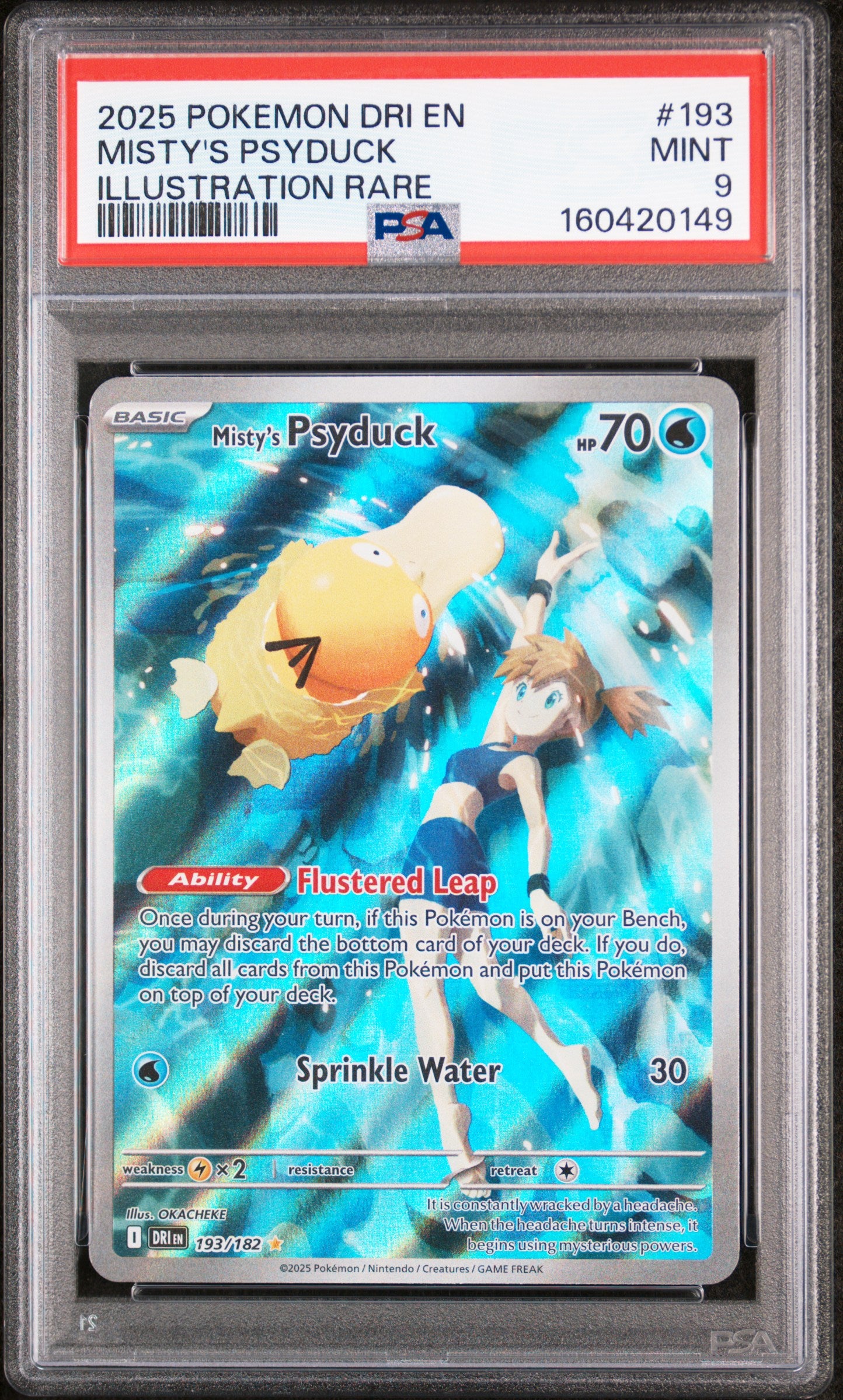 2025 POKEMON DRI EN-DESTINED RIVALS #193 MISTY'S PSYDUCK ILLUSTRATION RARE PSA 9