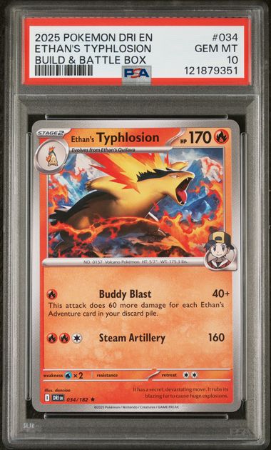 2025 POKEMON DRI EN-DESTINED RIVALS #034 ETHAN'S TYPHLOSION BUILD & BATTLE BOX PSA 10