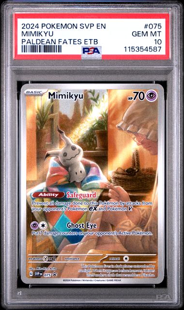 2024 POKEMON SVP EN-SV BLACK STAR PROMO #075 MIMIKYU PALDEAN FATES ETB PSA 10