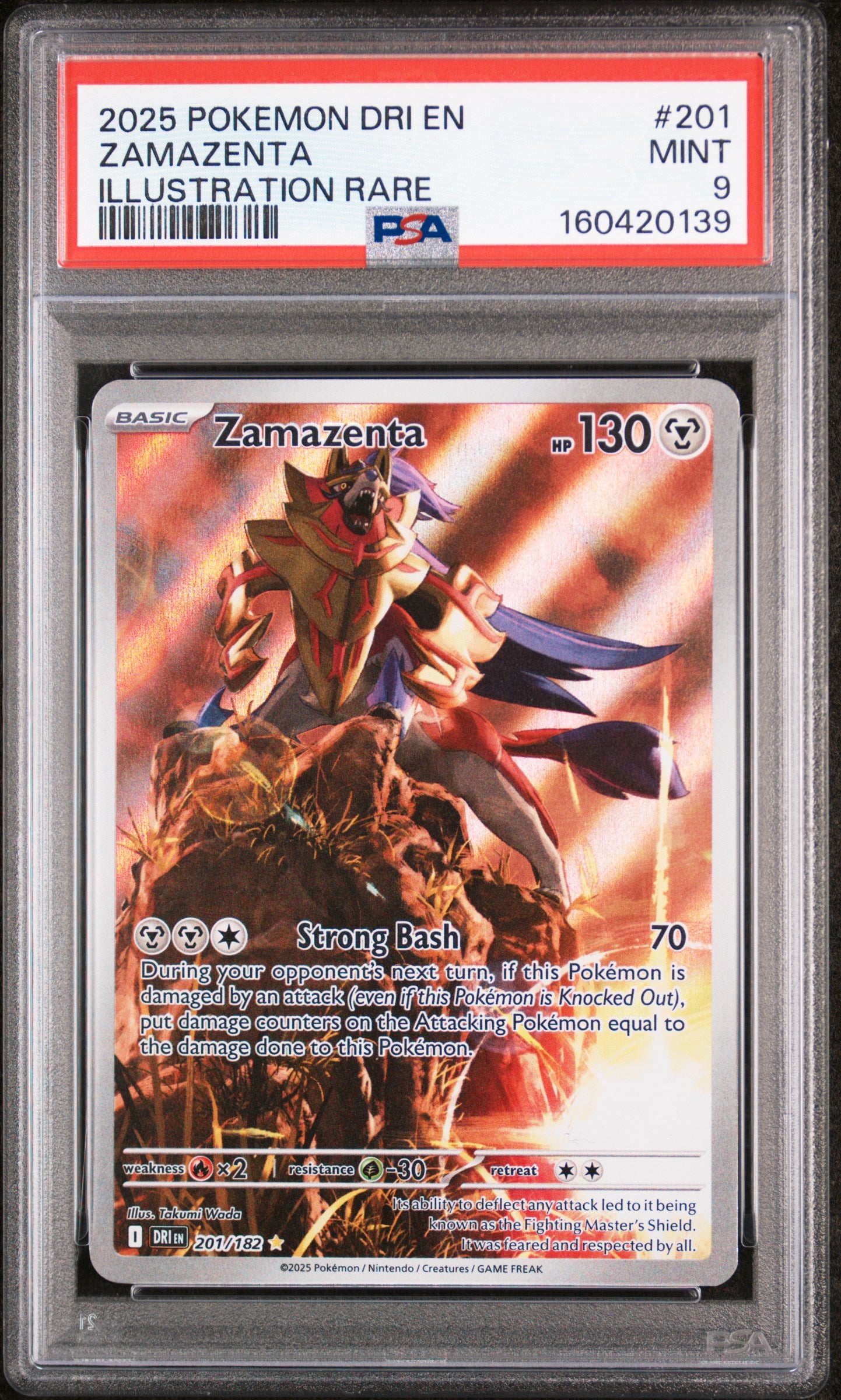 2025 POKEMON DRI EN-DESTINED RIVALS #201 ZAMAZENTA ILLUSTRATION RARE PSA 9